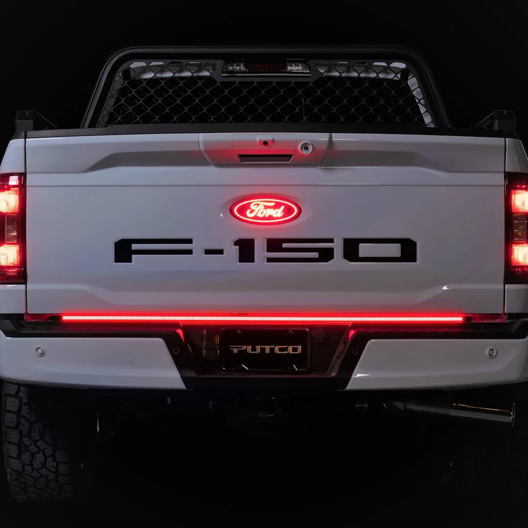 760048-08 – PUTCO Tailgate Light, LED 48 Inch Flexible Light Bar Clear Lens Red Running/ Red Brake/ White Reverse/ Am...